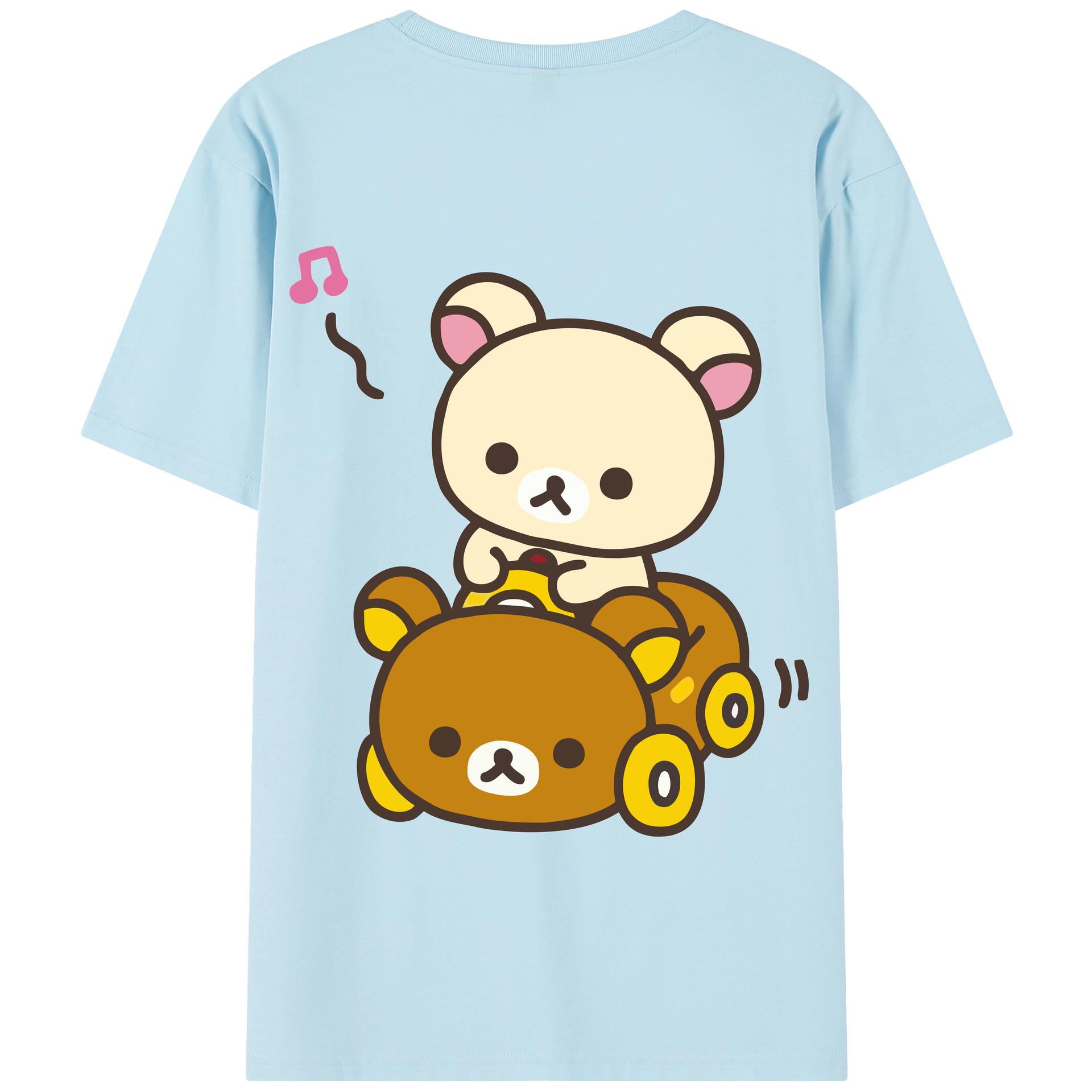 （画像用） リラックマ リラックマ キイロイトリ Rilakkuma Korilakkuma Kiiroitori 綿100％半袖Tシャツ（背面プリント）